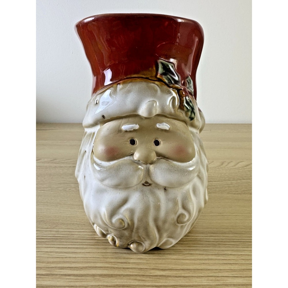 Vintage Ceramic Santa Claus Head Vase Planter Christmas Holiday Decor 6.5"